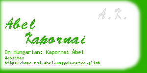 abel kapornai business card